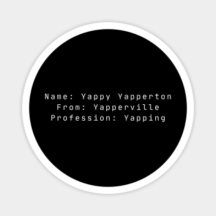 Yapper White Text Magnet